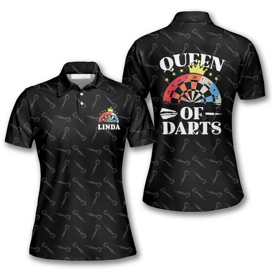 Queen of Darts Arrow Pattern Custom Darts Shirts for Women, Dartboard Color Shirt DMO0113