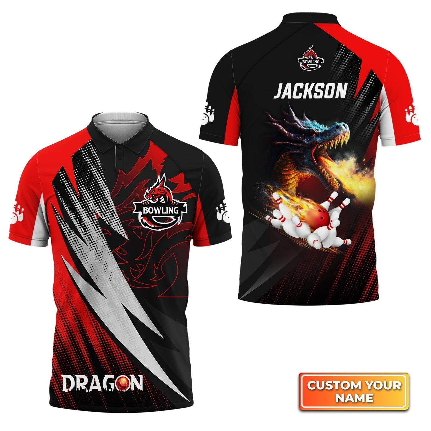 Custom Dragon Bowling Polo Shirts Unisex BO0047