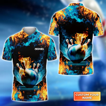 Custom Flame Bowling Polo Shirts Unisex BO0080