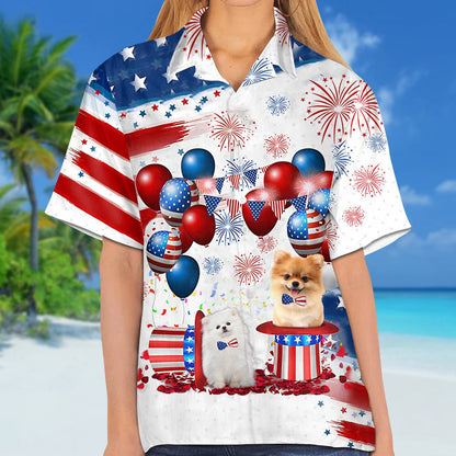 Pomeranian Independence Day Hawaiian Shirt, Dog Hawaii Beach Shirt Short Sleeve For 4Th Of July HO3921