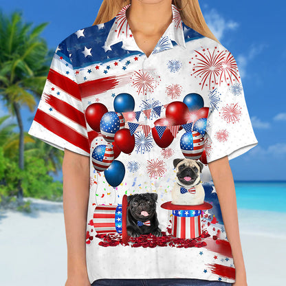 Pug Independence Day Hawaiian Shirt, Dog Hawaii Beach Shirt Short Sleeve For 4Th Of July HO3923