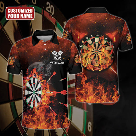 Personalized Name Darts Skull All Over Printed, Dart Fire With Dartboart, Dart Shirt DMO0043