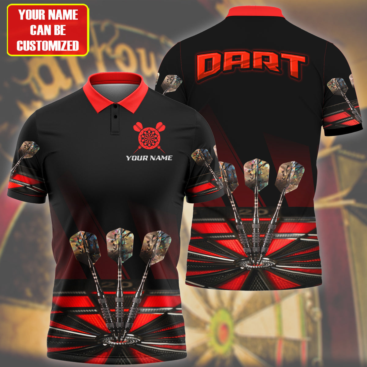 3D All Over Print Multi Color Dart Polo Shirt, Gift for Dad and Son, Dart Team Uniform DMO0033