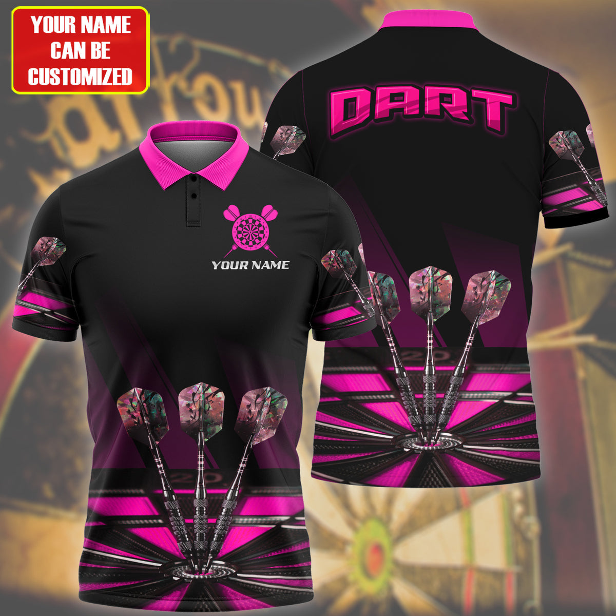 3D All Over Print Multi Color Dart Polo Shirt, Gift for Dad and Son, Dart Team Uniform DMO0033