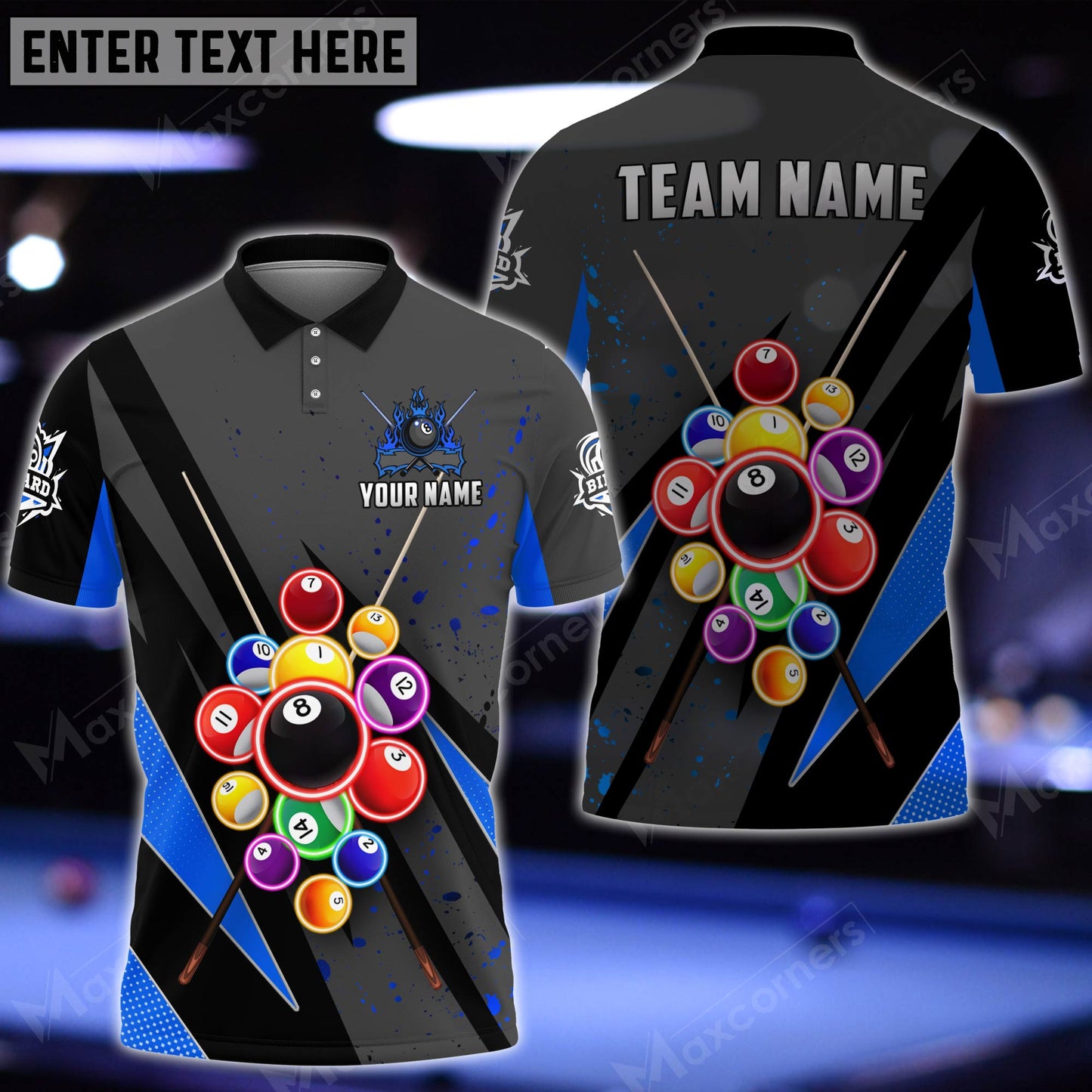 Lasfour Billiards Ball Personalized Name 3D Shirt (Multi Color Options) BIA0790