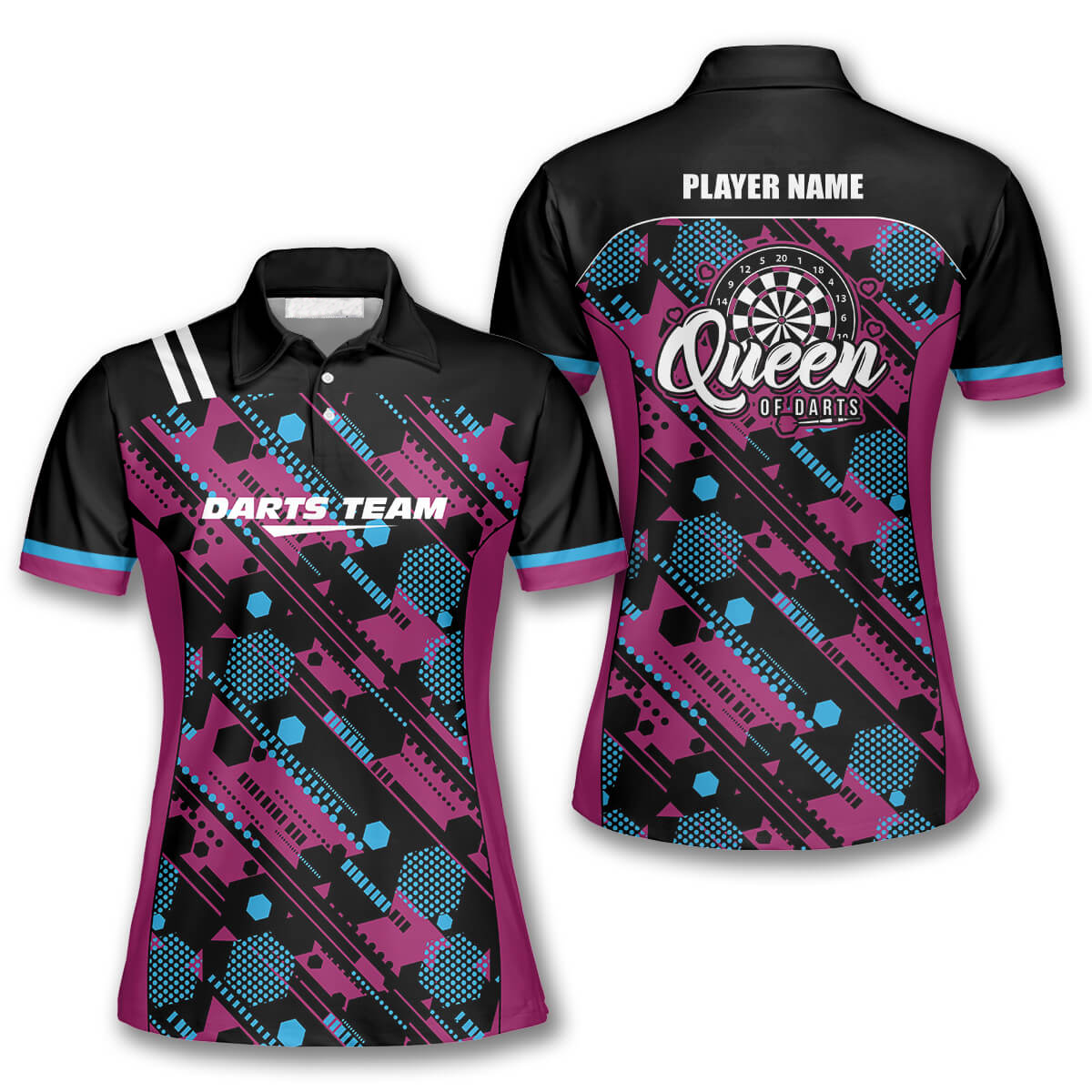 Hexagon Pattern Custom Darts Shirts for Women, Queen of Darts Polo Shirt DMO0117