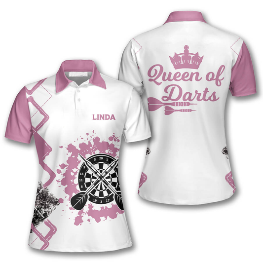 Personalized Queen of Darts Custom Darts Polo Shirts for Women DMO0119