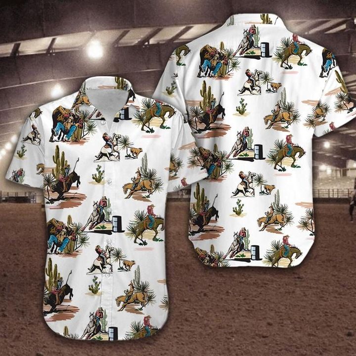 Rodeo Cowboy White Hawaiian Shirt HO2409