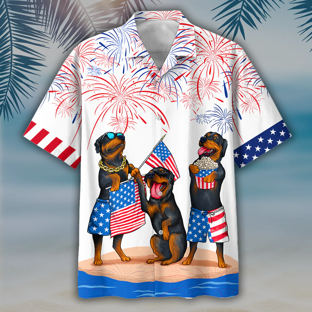 Rottweiler Hawaiian Shirts - Independence Day Is Coming, USA Patriotic Hawaiian Shirt HO0725