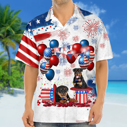 Rottweiler Independence Day Hawaiian Shirt, Dog Hawaii Beach Shirt Short Sleeve For 4Th Of July HO3924