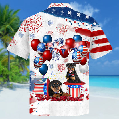 Rottweiler Independence Day Hawaiian Shirt, Dog Hawaii Beach Shirt Short Sleeve For 4Th Of July HO3924