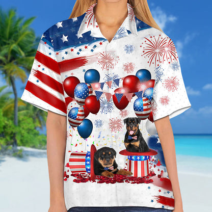 Rottweiler Independence Day Hawaiian Shirt, Dog Hawaii Beach Shirt Short Sleeve For 4Th Of July HO3924