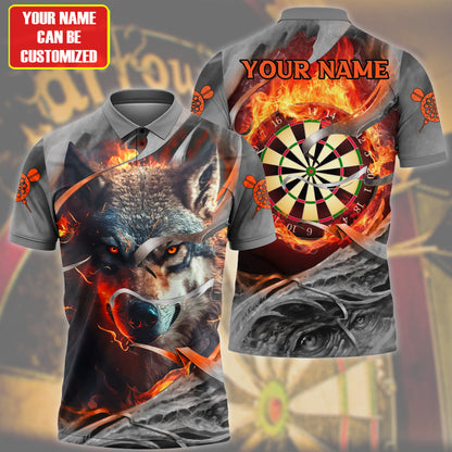 Dartboard Wolf Multicolor Version Personalized Name 3D Polo Shirt For Darts Player DMO0044