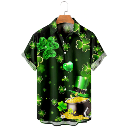 Saint Patrick's Day Of Gold Golden Hawaiian Shirt, St. Patrick's Day 3d Shirt, Shamrock Hawaiian Shirt PO0074