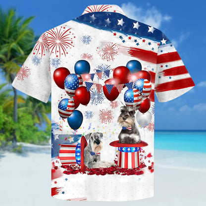 Schnauzer Independence Day Hawaiian Shirt, Dog Hawaii Beach Shirt Short Sleeve For 4Th Of July HO3926