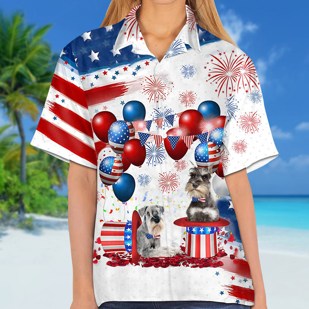 Schnauzer Independence Day Hawaiian Shirt, Dog Hawaii Beach Shirt Short Sleeve For 4Th Of July HO3926