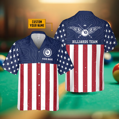 Lasfour Personalized Billiard American Flag Hawaiian Shirt BIA0720