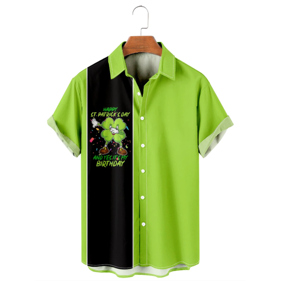 Four Leaf Clover Beer Casual Loose Men's, St. Patrick's Hawaiian Shirt, Irish Hawaiian PO0069