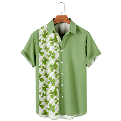 Four Leaf Clover Beer Casual Loose Men's, St. Patrick's Hawaiian Shirt, Irish Hawaiian PO0069