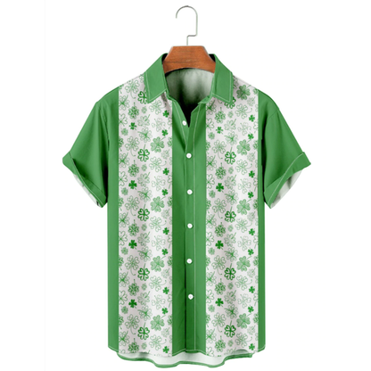 Four Leaf Clover Beer Casual Loose Men's, St. Patrick's Hawaiian Shirt, Irish Hawaiian PO0069