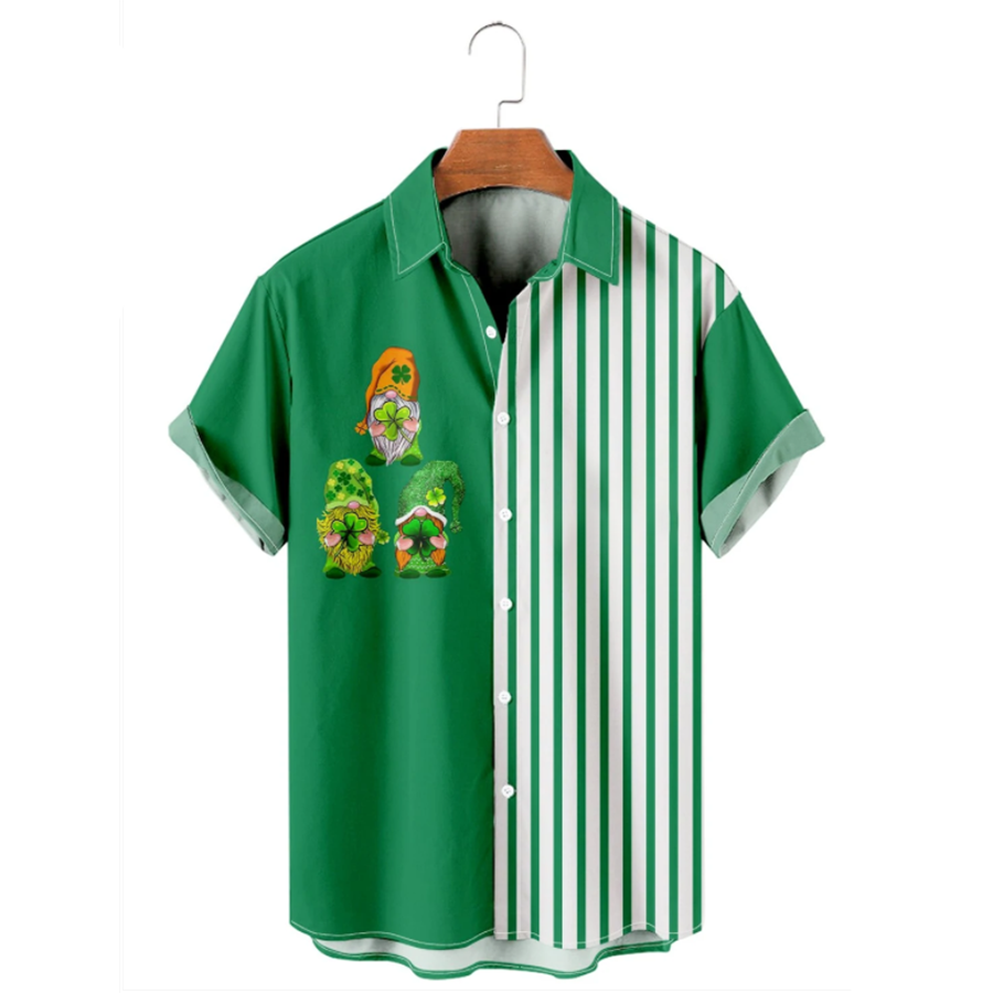 Four Leaf Clover Beer Casual Loose Men's, St. Patrick's Hawaiian Shirt, Irish Hawaiian PO0069