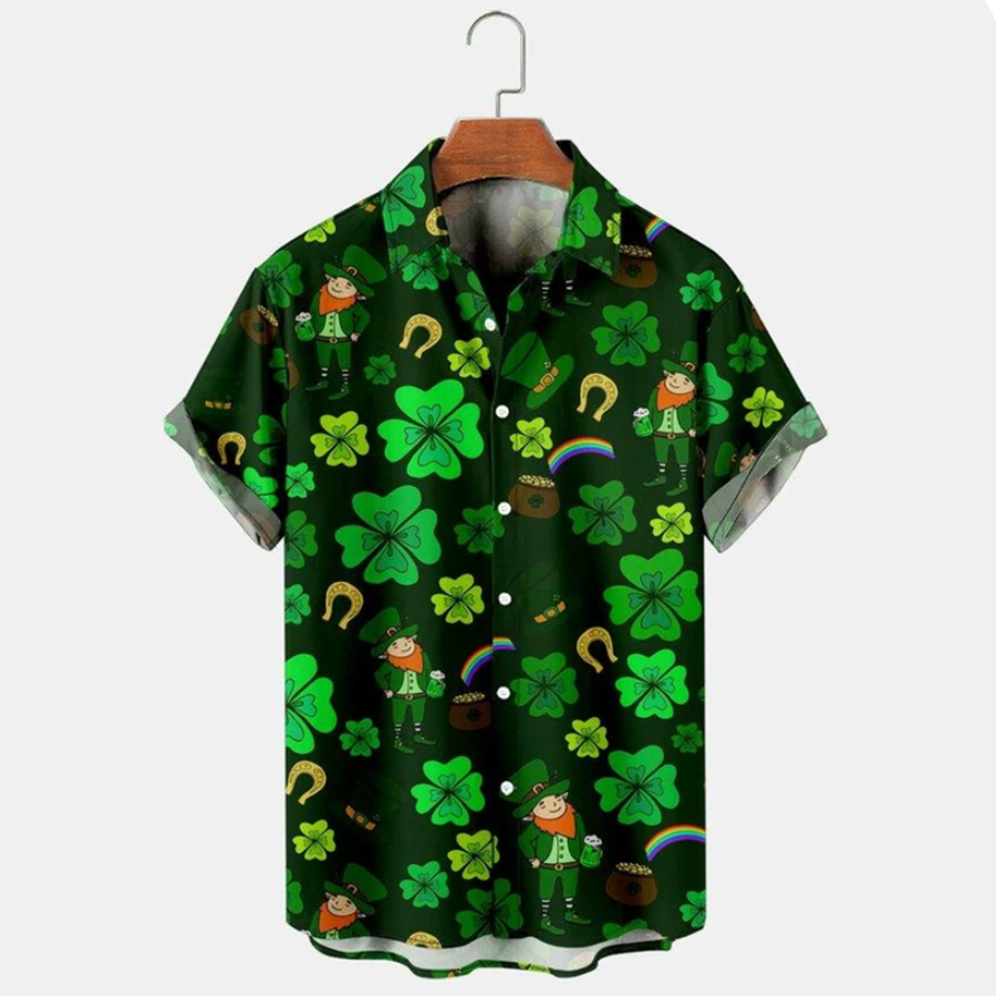 Saint Patrick's Day Of Gold Golden Hawaiian Shirt, St. Patrick's Day 3d Shirt, Shamrock Hawaiian Shirt PO0074