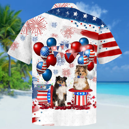 Shetland Sheepdog Independence Day Hawaiian Shirt, Dog Hawaii Beach Shirt Short Sleeve For 4Th Of July HO3928