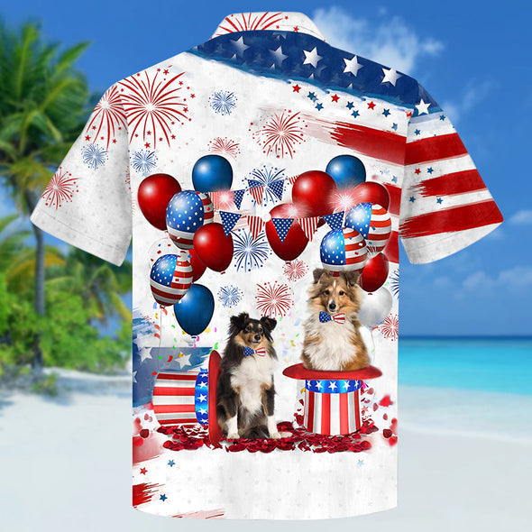 Shetland Sheepdog Independence Day Hawaiian Shirt for men and women, 4th of july hawaiian shirt HO3529