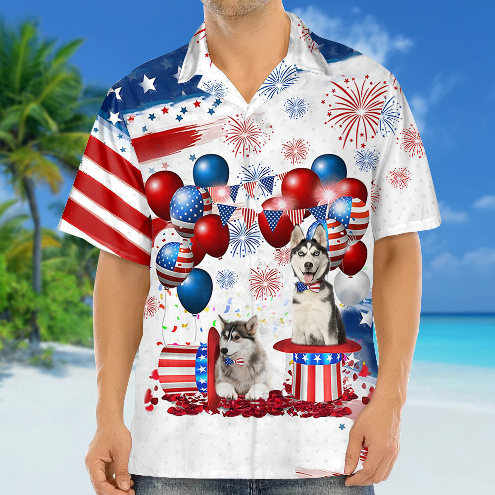 Siberian Husky Independence Day Hawaiian Shirt, Dog Hawaii Beach Shirt Short Sleeve For 4Th Of July HO3929