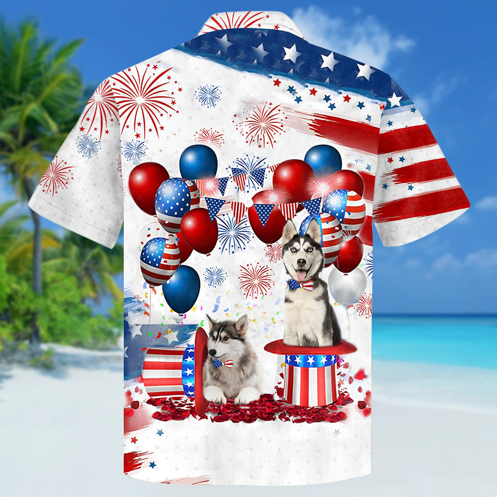 Siberian Husky Independence Day Hawaiian Shirt, Dog Hawaii Beach Shirt Short Sleeve For 4Th Of July HO3929