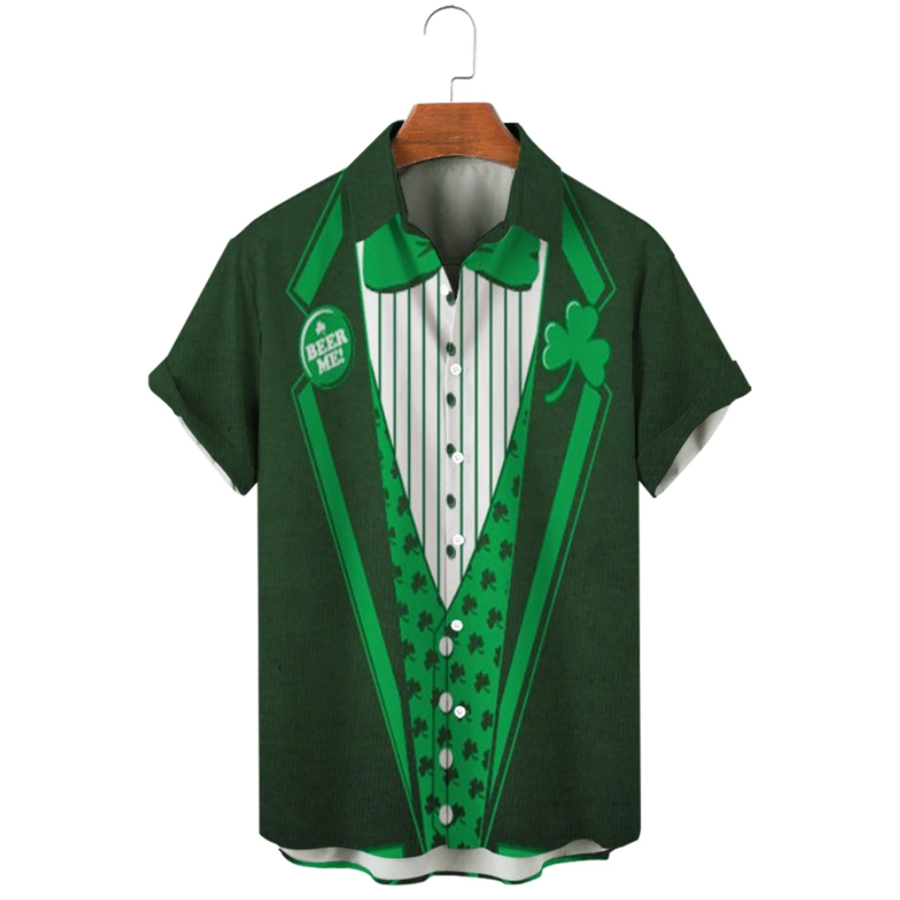 Simple St. Patrick's Hawaiian Shirt, St. Patrick's Day 3d Shirt, Shamrock Hawaiian Shirt PO0070