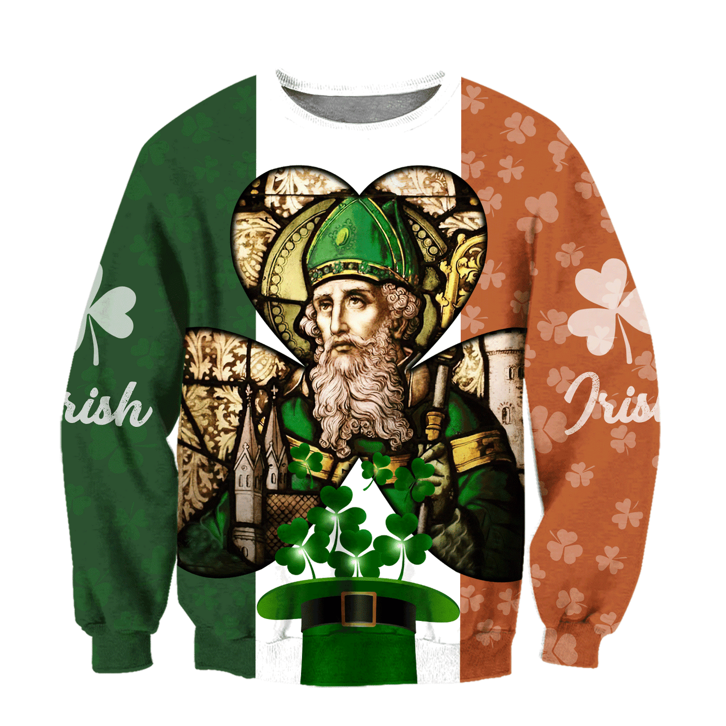 Irish Lucky Ireland Flag Pattern Saint Patrick's Day Hoodie Shirt for Man and Women PO0267