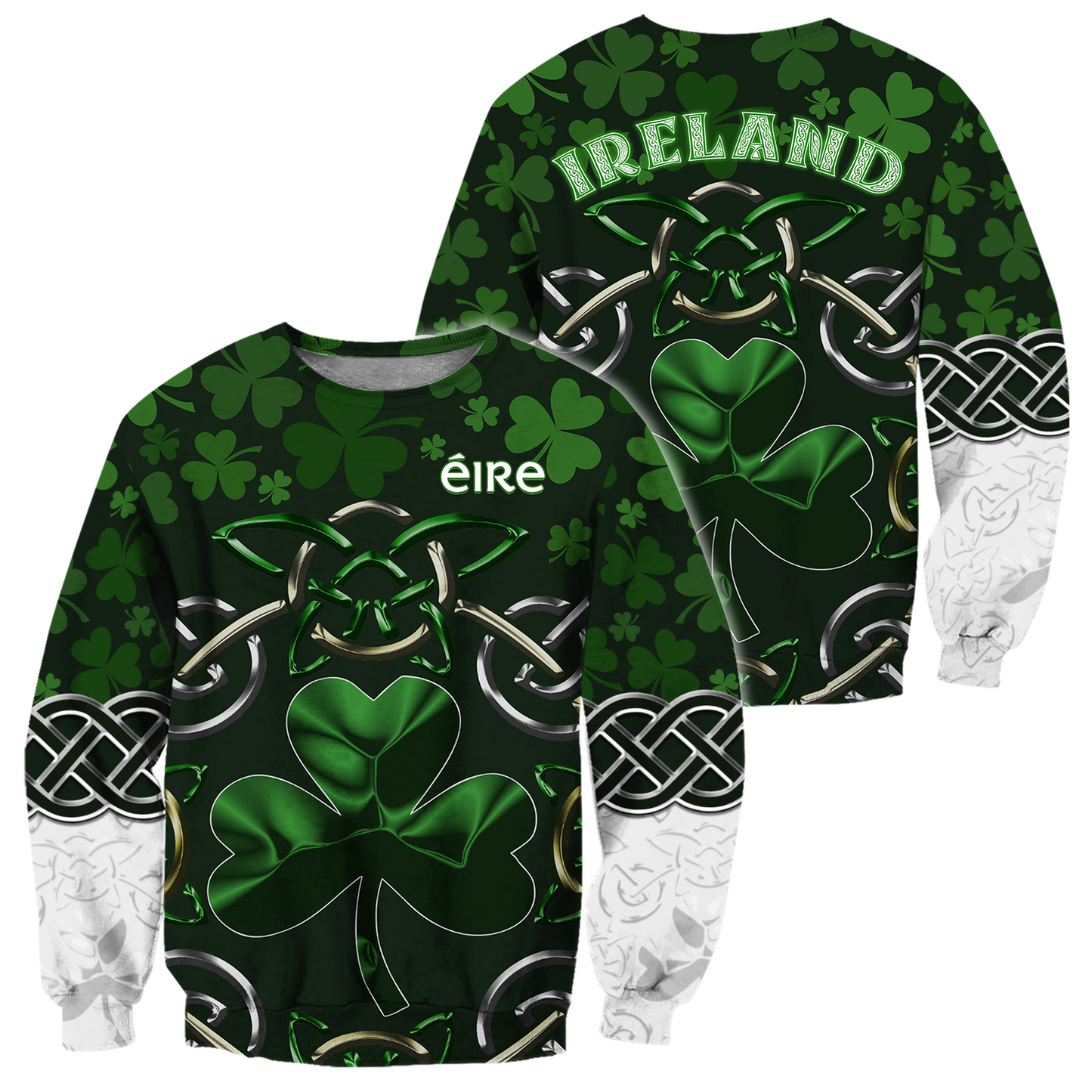 Lasfour Irish Saint Patrick's Day Shamrock Celtic Cross Hoodie T-Shirt Sweatshirt Pi PO0243