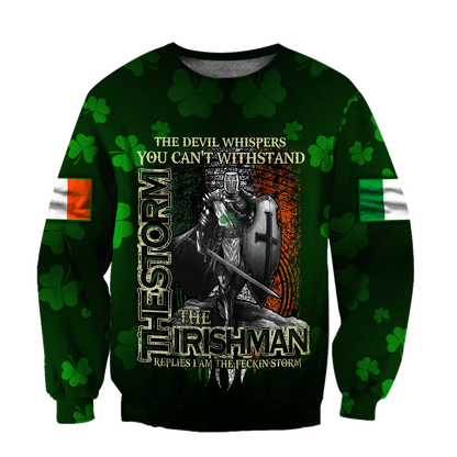 The Irishman The Storm Shirt, 3D All Over Print Pattern Shamrock, St Patrick's Day Shirt PO0300