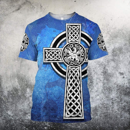 3D All Over Print Hoodie Celtic Cross Lion Shirt, St Patrick's Day Lion Pattern Shirt For Him PO0260