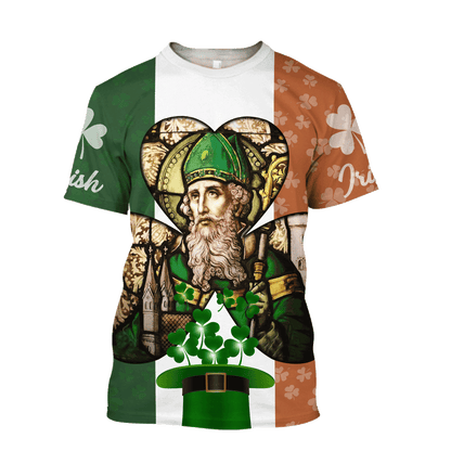 Irish Lucky Ireland Flag Pattern Saint Patrick's Day Hoodie Shirt for Man and Women PO0267