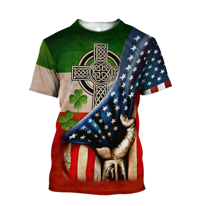 St Patrick's Day USA Flag 3D Shirt, St Patrick's Day Shirt, American Flag Shirt, Saint Patrick's Day Shirt, Irish Shirt, USA Flag Shirt PO0297