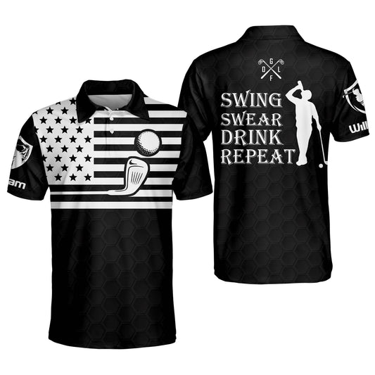 Swing Swear Drink Repeat Golf Polo Shirt GM0010