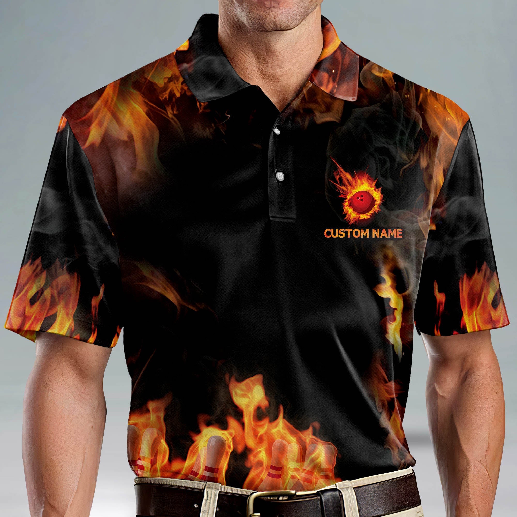 Red flames hot sale bowling shirt