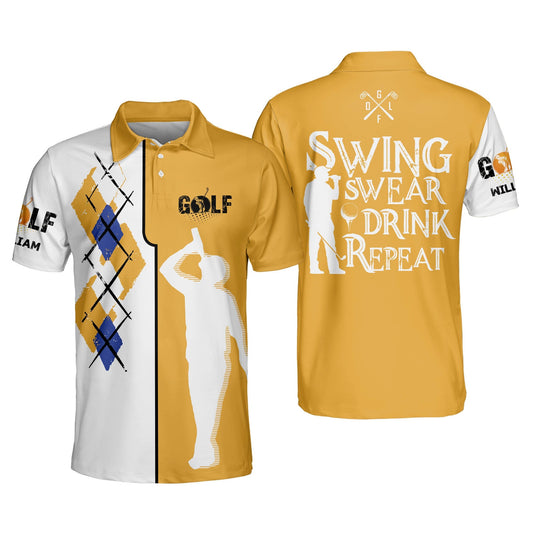 Swing Swear Drink Repeat Golf Polo Shirt GM0246