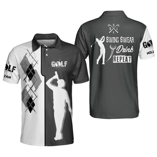 Swing Swear Drink Repeat Golf Polo Shirt GM0265