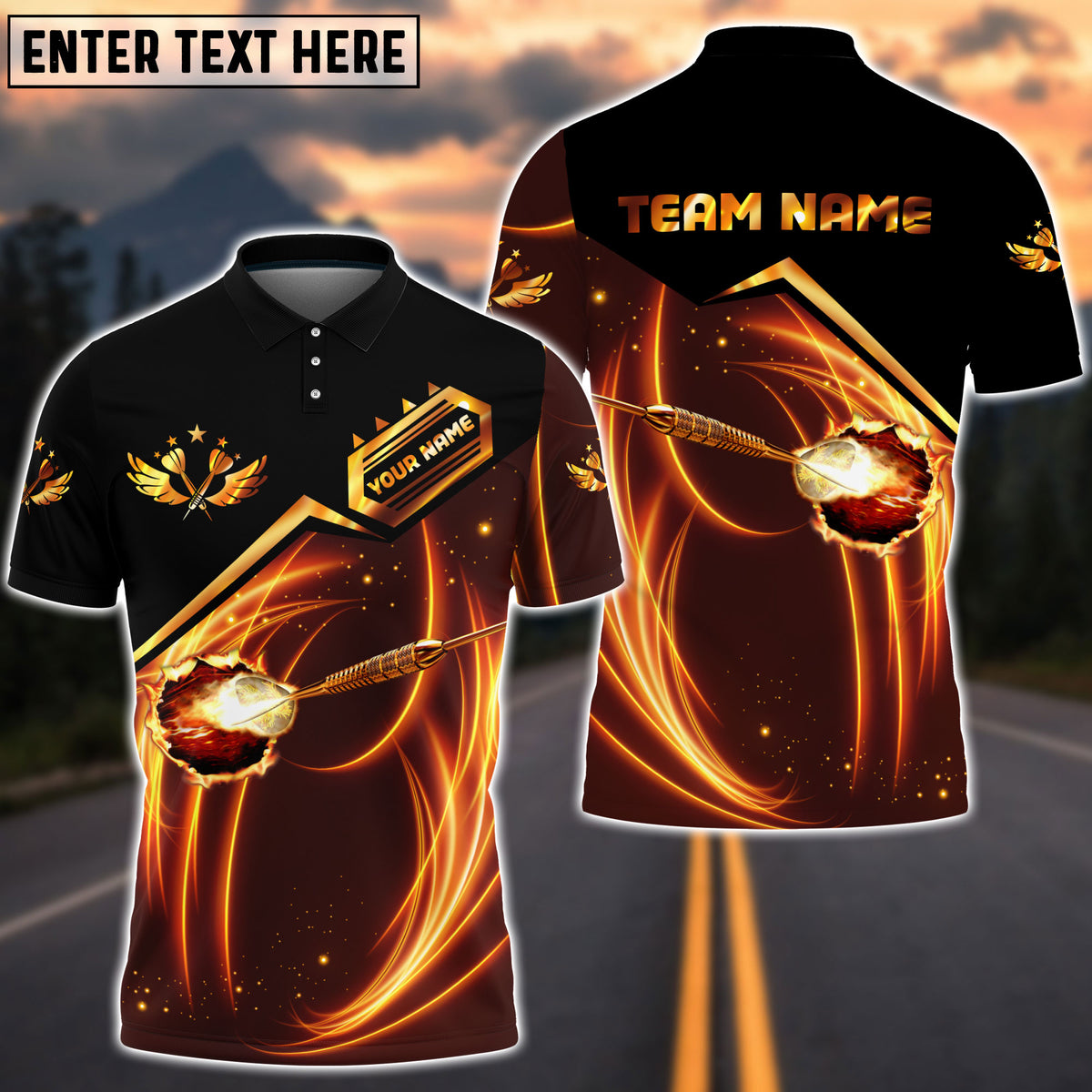 Personalized Name Team Dart Fire 3D Polo Shirt, Perfect Gift for Dart Player, Gift for Team DMO0085