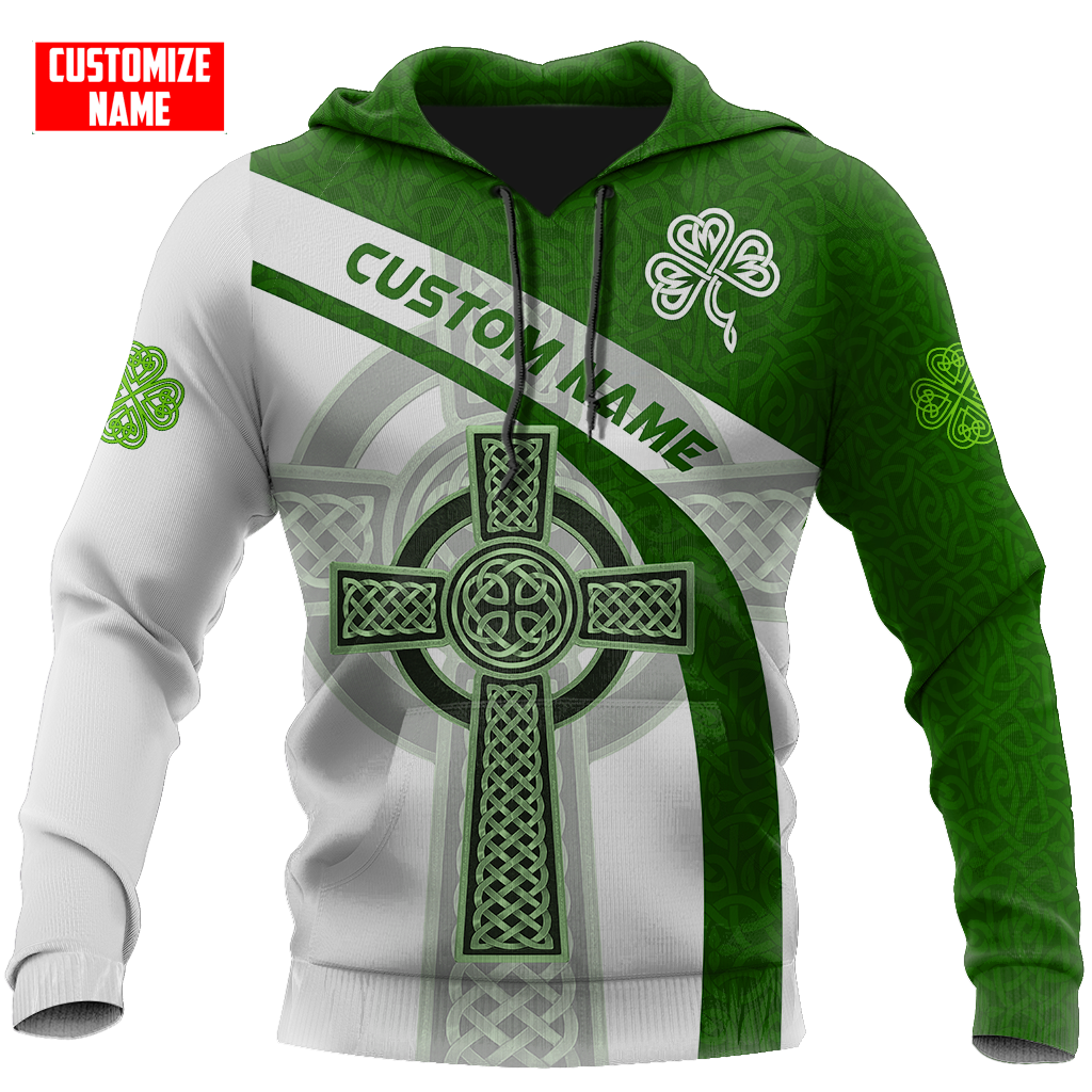 Personalized Name Irish Celtic Knot Cross St. Patrick's Day Printed Shirts, Best Shirt For Men PO0274