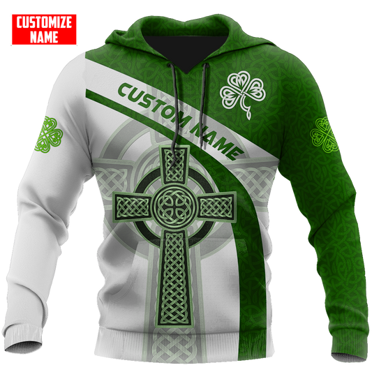 Personalized Name Irish Celtic Knot Cross St. Patrick's Day Printed Shirts, Best Shirt For Men PO0274