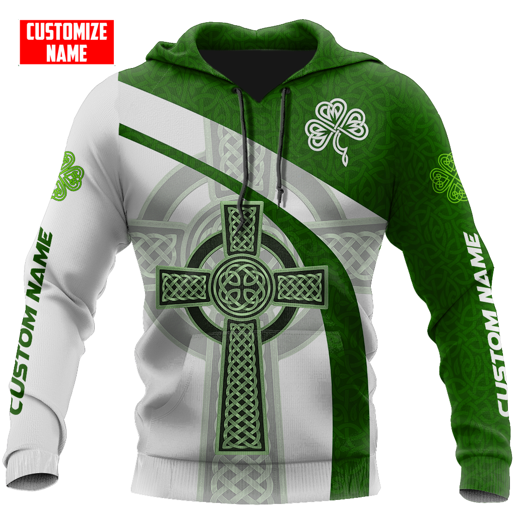 Personalized Name Irish Celtic Knot Cross St. Patrick's Day Printed Shirts, Best Shirt For Men PO0274