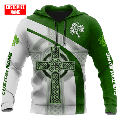 Personalized Name Irish Celtic Knot Cross St. Patrick's Day Printed Shirts, Best Shirt For Men PO0274