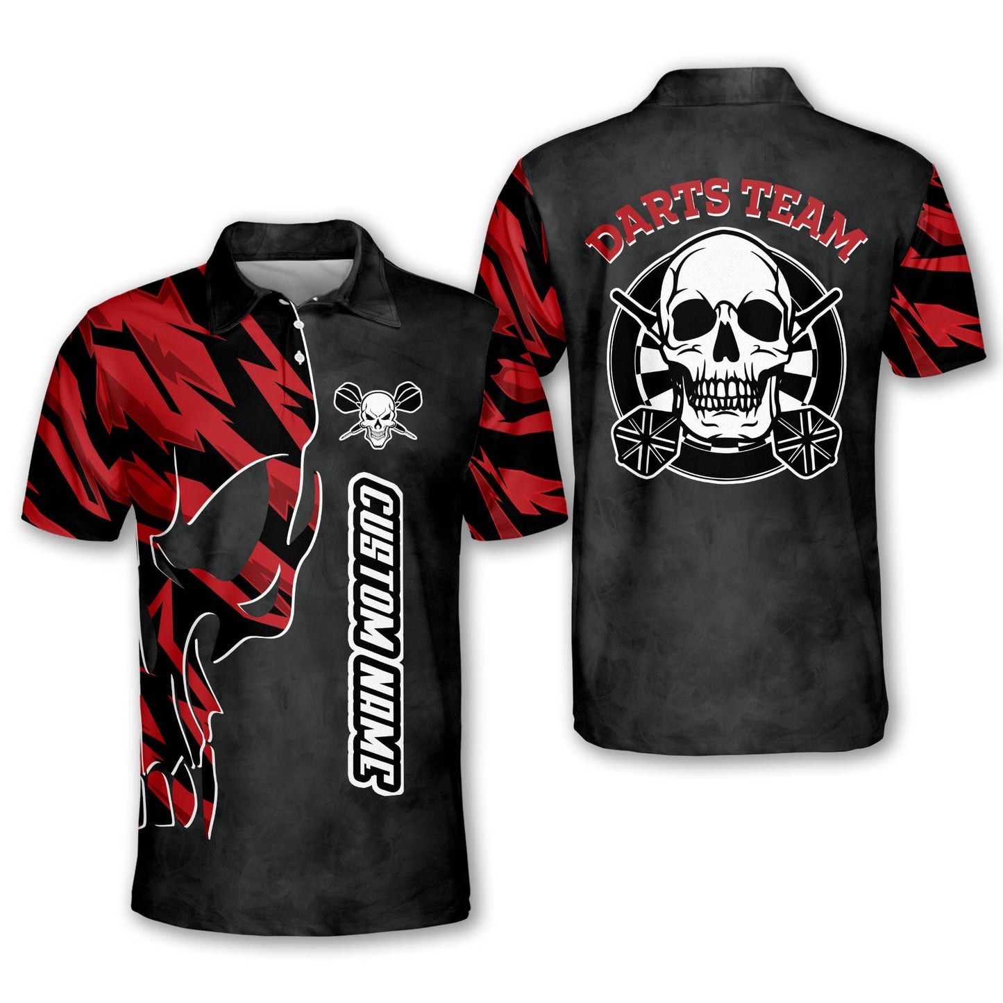 Black and Red Skull Dart Polo Shirts, Idea Shirt for Dart Player, Skull Dart Shirt DMO0091