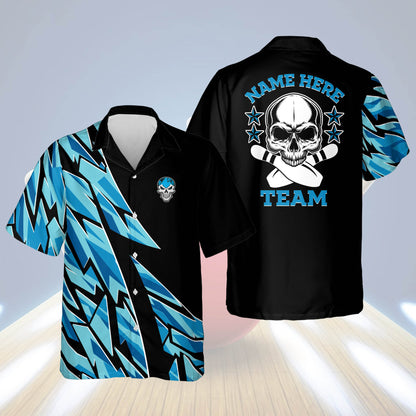 Custom Blue Skull Casual Hawaiian Shirt HB0075