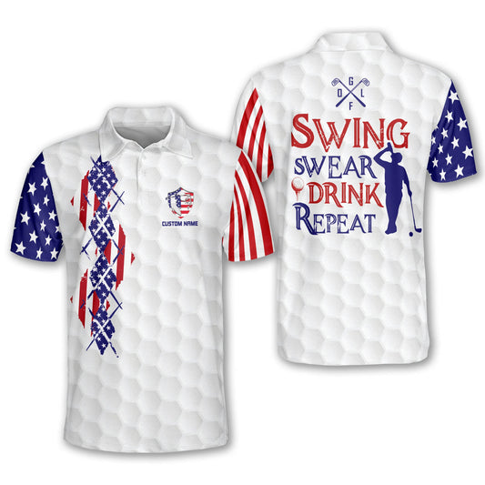 Swing Swear Drink Repeat Golf Polo Shirt GM0408