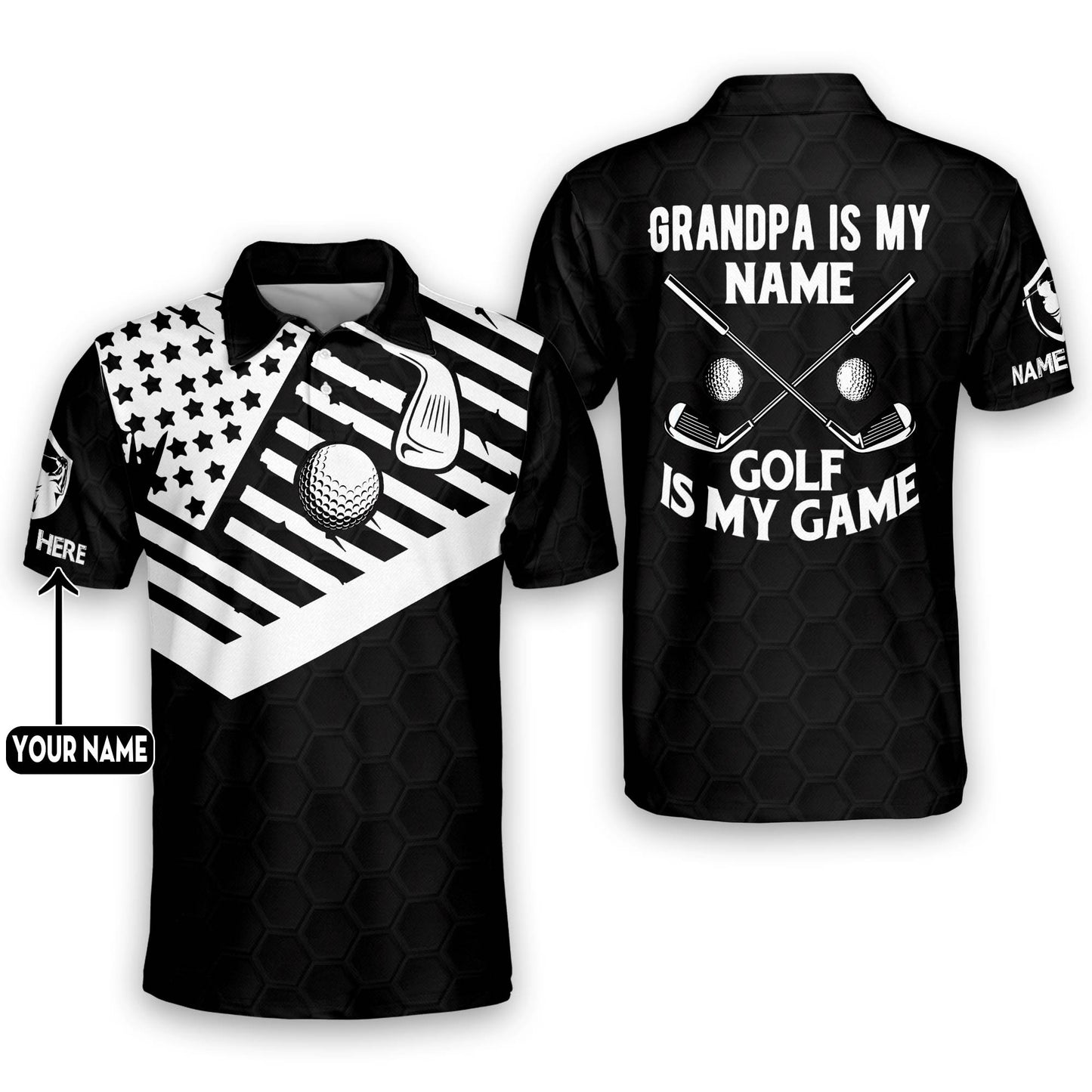 Grandpa Is My Name Golf Is My Game Golf Polo Shirt GM0120